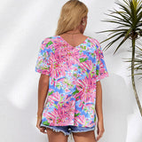 Shiying Printed Drop-shoulder Sleeve Top, Summer Fashion T-shirt for Women