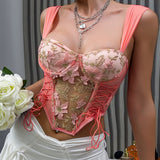INS Style Flower Embroidered Slim Strap Vest