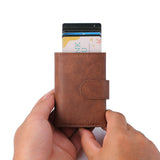 Retro PU Coin Purse Aluminum Alloy Wallet Men's RFID Anti-theft Metal Card Holder