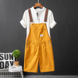 Men’s Retro Cargo Suspender Jumpsuit – Casual Straight Fit Korean Style Overalls