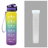 Tritan Water Bottle with Time Marker Bounce Cover, Motivational Water Bottle with Leakproof Lid for Sports Cycling and Outdoors