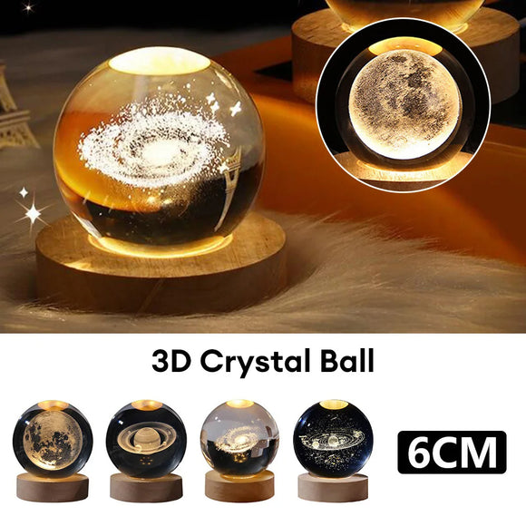 Luminous Starry Sky and Planets Moon - Crystal Ball Small Night Lamp, Projection Ambience Light, Creative Gift Ideas