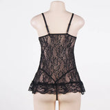 Plus Size Lace Babydoll Lingerie – Sheer Sleeveless Nightwear for Women