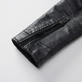 Trendy PU Leather Jacket with Pockets for Men