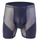 Men's Fashion Casual Leather Transparent Mesh Shorts