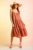 Women’s Spaghetti Strap Summer Dress – Casual Sleeveless Tiered Midi Skirt