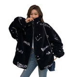 Thickened Sheep Shearing Letters, Loose Fashion Plush Jacket for Women