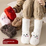 Winter Floor Socks, Velvet Thicken Warm Coral Velvet Cute Stockings, Japanese-style Home Footwear Non-slip Tights, New Year Gifts Winter Accessories