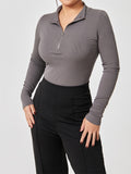Fashion Long Sleeve Jumpsuit, Seamless Slimming Shapewear for Women's Romper