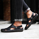 Men's Closed Toe Sandals, Summer Adjustable Slides Slippers, Fashion Beach Shoes