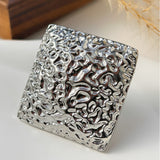 Twin Style Alloy Pleated Square Ring