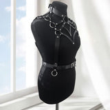 Women's Faux Leather Body Belly Band, Shoulder Wearing Ring, Horse Harness for Dancing Fetish Cosplay