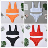 Solid Color Shoulder Split Swimsuit for Women