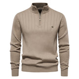 Men’s Half-zip Knitted Sweater – Casual Stand Collar Long-sleeve Pullover for Fall & Winter
