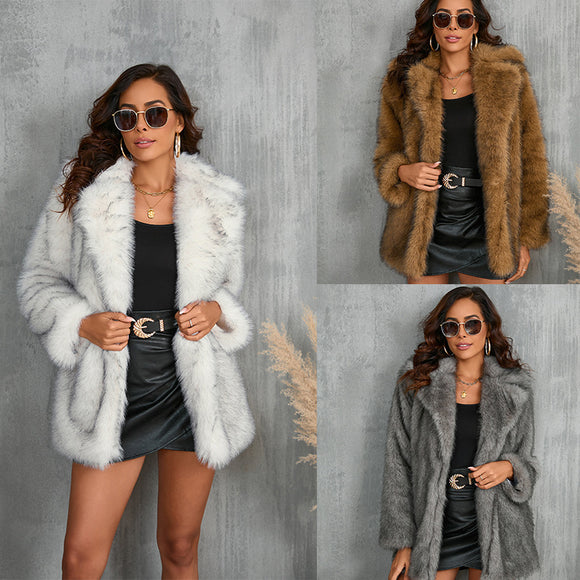 Autumn and Winter, Women's Toka Fur Collar Coat
