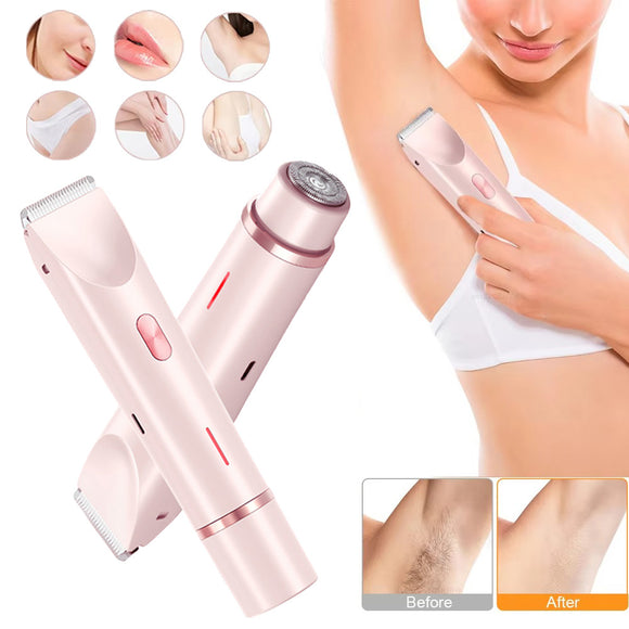 2 in 1 Hair Remover, Women's Double Head Shaver, Private Pubic Hair Trimmer, Electric Razor, Wet Dry Electric Body Hair Removing Tool