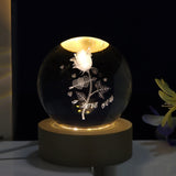 Creative 3D Laser Carved Crystal Ball, Bedroom Small Night Lamp