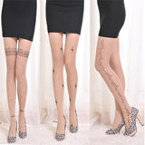 Velvet Cartoon Tattoo Print Stockings – Fashion Sheer Pattern Tights