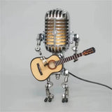 Metal Microphone with Guitar - Yagood Retro Aluminum Robot Sculpture Model