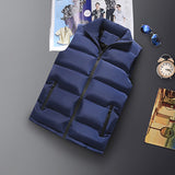 Plus Size Trendy Vest, Men's Warm Puffer, No-sleeves Jacket