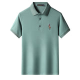 Cotton Embroidered Lapel Stretch Short-sleeved T-shirt