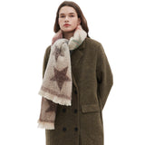 Women’s Gradient Star Scarf – Jacquard Knit Autumn Winter Circle Neck Wrap