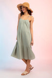 Women’s Spaghetti Strap Summer Dress – Casual Sleeveless Tiered Midi Skirt