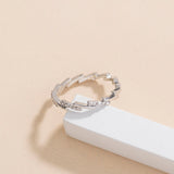 Simple Irregular Micro-inlaid Cross-wave Zircon Index Finger Ring, Jewelry for Girls