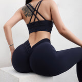 Fashion V-shaped Yoga Pants, INS High Waist Trousers, Hip Lifting Sports Fitness Women's Clothing