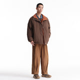 New Plaid Stand-up Collar Thermal Reversible Down Jacket for Men