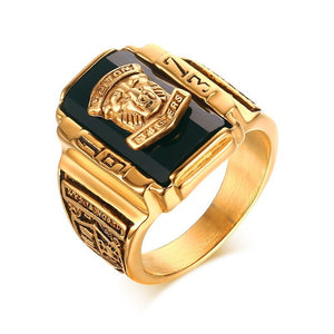 And the Wind 1973 Tiger Walton Navy Titanium Ring, Men's Personality RC-303 Retro Ring