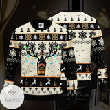 3D Printed Festive Elk - Men's Loose, Round Neck, Long Sleeved Plus Size Sweatshirt