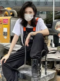 Women’s Casual Cargo Overalls – Loose Fit Straight Suspender Pants