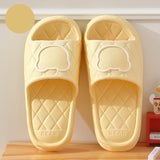 Rhombus Design Bear Slippers, Indoor Non-slip Thick Soles, Bedroom Bathroom Slippers for Women and Men, Cute House Flats