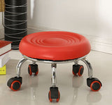 Children's Toddler Step Seat, Leather Small Round Chair with Wheels