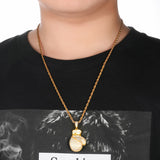 Zircon Faux Gold Boxing Gloves, Pendant Necklace