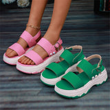 Casual Double-strap Sports Sandals, Summer Fashion Solid Color Thick Bottom Buckle Fish Mouth Shoes for Women