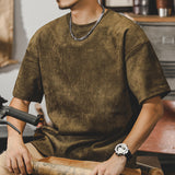 Retro Washed T-shirt, Heavy Short-sleeved Shirt for Men