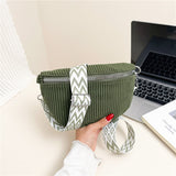 Women’s Corduroy Crossbody Waist Bag, Single-shoulder Style
