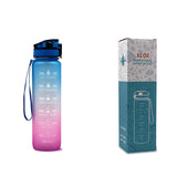 Tritan Water Bottle with Time Marker Bounce Cover, Motivational Water Bottle with Leakproof Lid for Sports Cycling and Outdoors