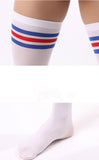 Men's Tall Red and Blue Striped Soccer Socks
