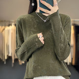 Women’s Half Turtleneck Hollow-out Knit Sweater – Loose Fit Fashion Pullover Top