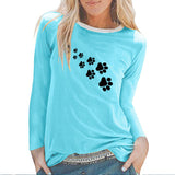Ladies Bear Paw Print Long Sleeve T-shirt – Casual Women’s Graphic Tee