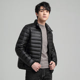 Plus-size Men's Solid Color, Simple Stand-up Collar, Slim-fit Warm Cotton Puffer Jacket