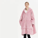 Plus Size Robe Winter Wearable Blanket Sweatshirt, Women and Men's Warm and Cozy Giant Blanket Hoodie