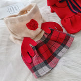 Warm Clothes for Dogs and Cats, Red Check Elk Skirt