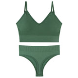 Women's Underwear Small Chest Push-up Thin Wireless Large Size Sports Sling Vest French Triangle Cup Bra Thong Set