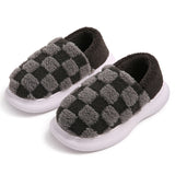 Velvet plus Thick Cotton Mop, Checkerboard Homewear Shoes