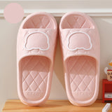 Rhombus Design Bear Slippers, Indoor Non-slip Thick Soles, Bedroom Bathroom Slippers for Women and Men, Cute House Flats
