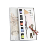 Glass Dipping Pen, Color Ink Feather Calligraphy Quill Set